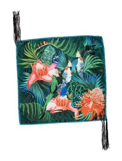 Pre-owned Roberto Cavalli Silk Printed Scarf In Green