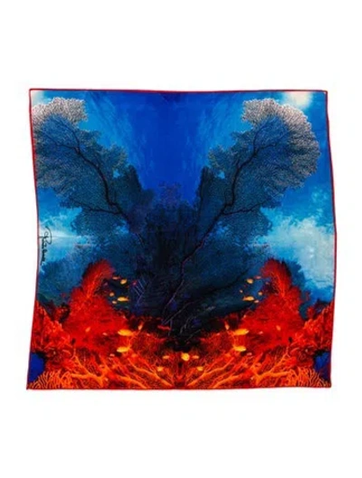 Pre-owned Roberto Cavalli Silk Printed Scarf In Multi