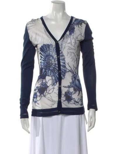 Pre-owned Roberto Cavalli Silk Printed Sweater In Blue