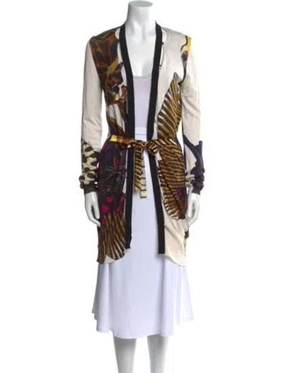 Pre-owned Roberto Cavalli Silk Printed Sweater In Neutral
