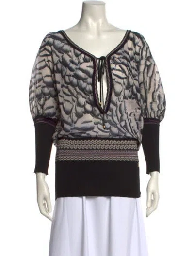Pre-owned Roberto Cavalli Silk Printed Sweatshirt In Black