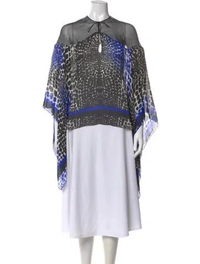 Pre-owned Roberto Cavalli Silk Printed Top In Black