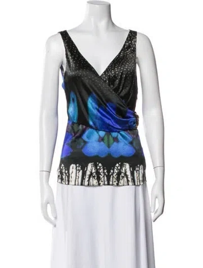 Pre-owned Roberto Cavalli Silk Printed Top In Yellow