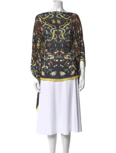 Pre-owned Roberto Cavalli Silk Printed Tunic In Black
