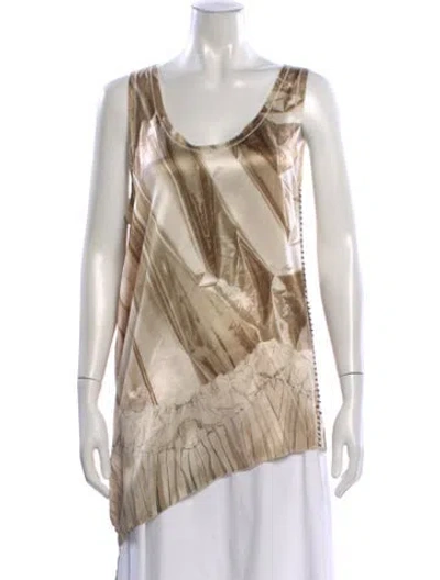 Pre-owned Roberto Cavalli Silk Printed Tunic In Brown