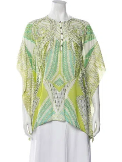 Pre-owned Roberto Cavalli Silk Printed Tunic In Green