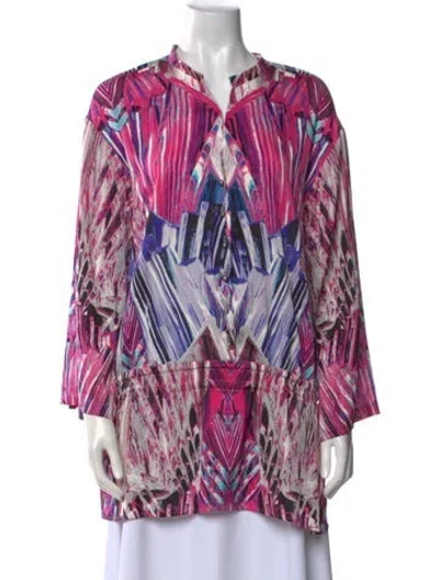 Pre-owned Roberto Cavalli Silk Printed Tunic In Pink