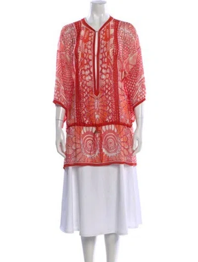 Pre-owned Roberto Cavalli Silk Printed Tunic In Pink