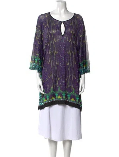 Pre-owned Roberto Cavalli Silk Printed Tunic In Purple