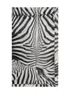 Roberto Cavalli Silk Scarf With White Tigresse Print In Black