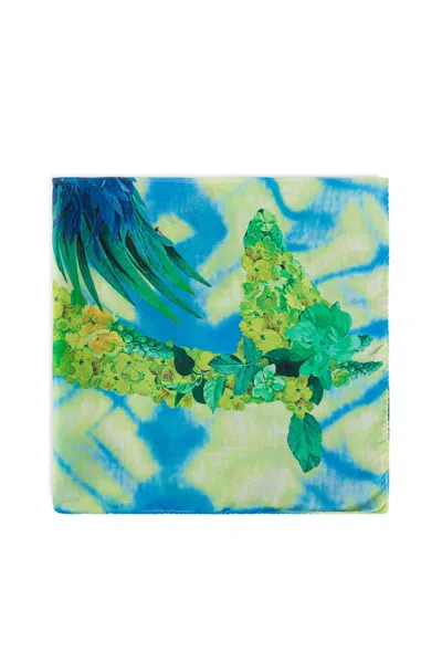 Roberto Cavalli Silk Scarf In Blue