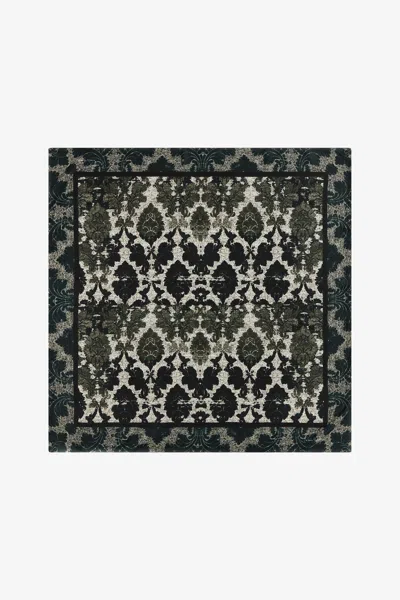 Roberto Cavalli Silk Scarf With Brocade Print In Black
