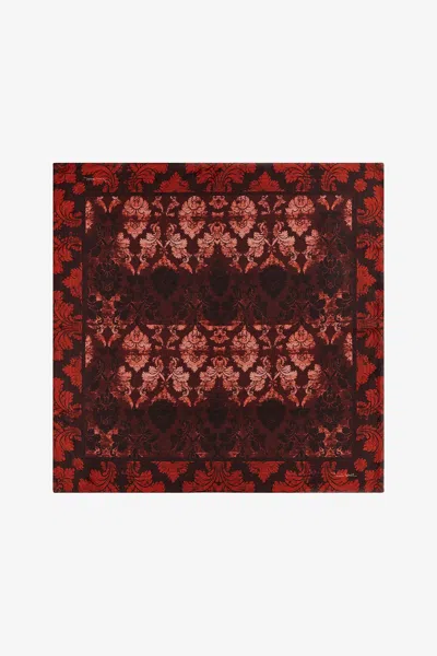 Roberto Cavalli Silk Scarf With Brocade Print In Red