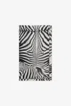 Roberto Cavalli Silk Scarf With White Tigresse Print In Black-white