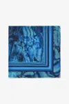 Roberto Cavalli Silk Shawl With Malachite Print In Blue