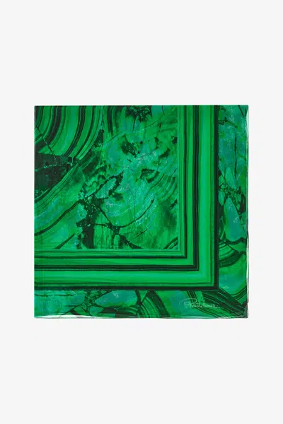 Roberto Cavalli Silk Shawl With Malachite Print In Green