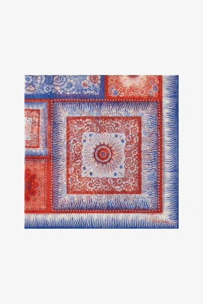 Roberto Cavalli Silk Shawl With Zebra Pattern And Logo In Multi