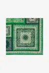 Roberto Cavalli Silk Shawl With Zebra Pattern And Logo In Green