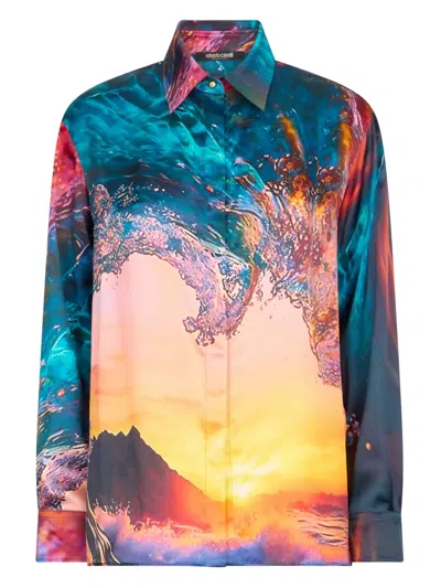 Roberto Cavalli Silk Shirt In Multi