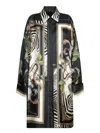 Roberto Cavalli Graphic Print Long Sleeve Longline Top In Multi
