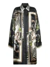 Roberto Cavalli Graphic Print Long Sleeve Longline Top In Multi