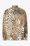 Roberto Cavalli Silk Shirt With Animal Prints In Brown