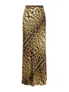 Roberto Cavalli Silk Skirt With Jaguar Skin Print In Animal Print