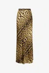 Roberto Cavalli Silk Skirt With Jaguar Skin Print In Brown