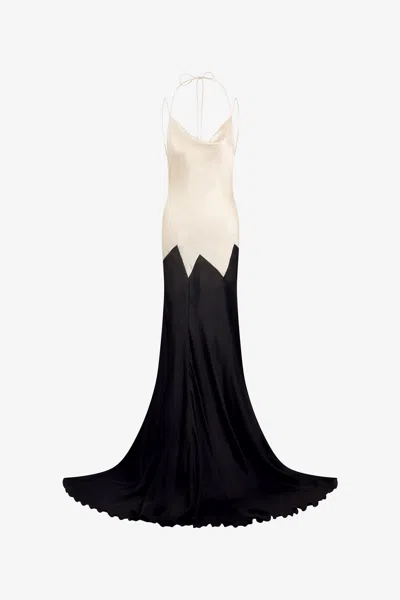 Roberto Cavalli Two-tone Slip Maxi Dress In Multi