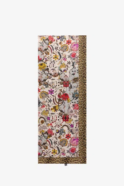 Roberto Cavalli Silk Stole With Florentine Flowers Print In Multi
