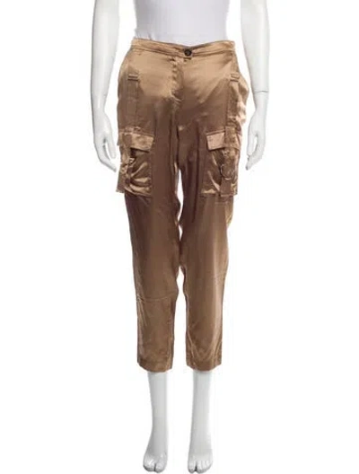 Pre-owned Roberto Cavalli Silk Straight Leg Pants In Neutral