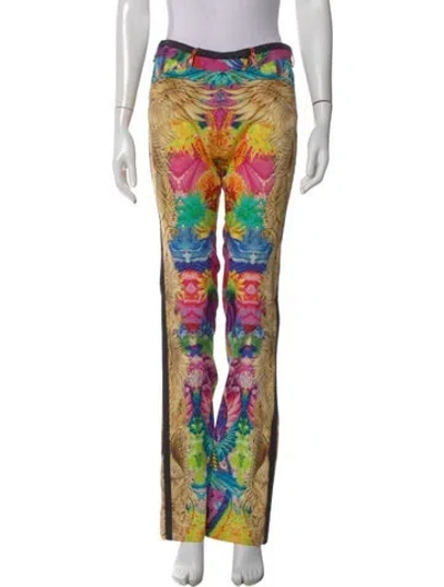 Pre-owned Roberto Cavalli Silk Straight Leg Pants In Neutral
