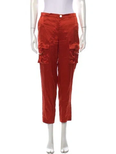 Pre-owned Roberto Cavalli Silk Straight Leg Pants In Orange