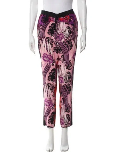 Pre-owned Roberto Cavalli Silk Straight Leg Pants In Pink
