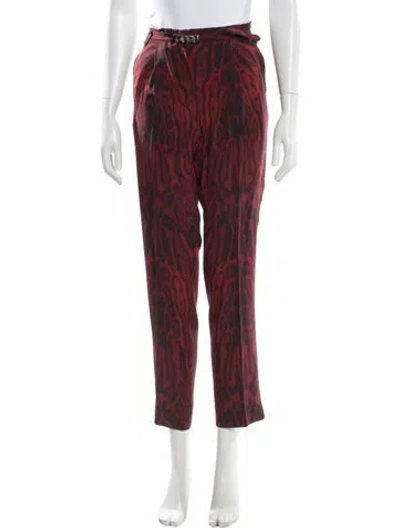 Pre-owned Roberto Cavalli Silk Straight Leg Pants In Red