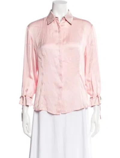 Pre-owned Roberto Cavalli Silk Three-quarter Sleeve Blouse In Pink