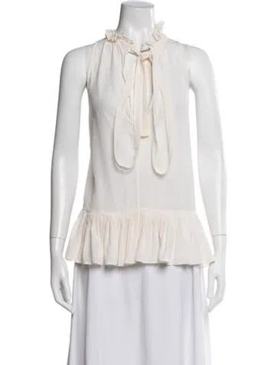 Pre-owned Roberto Cavalli Silk Tie Neck Blouse In Neutral