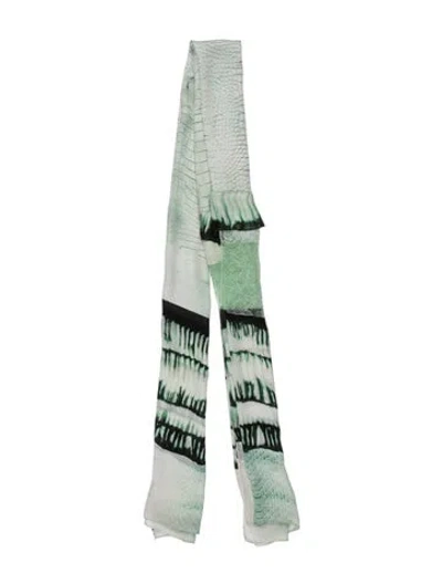 Pre-owned Roberto Cavalli Silk Tie-dye Print Scarf In Green