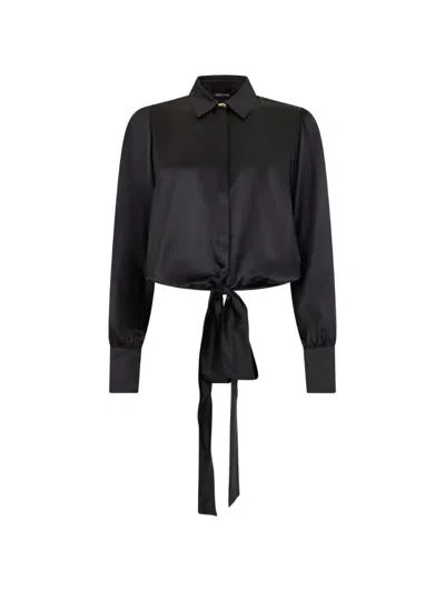 Roberto Cavalli Silk Tie-fastening Blouse In Black