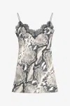 Roberto Cavalli Silk Top With Python Print In Gray