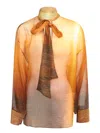Roberto Cavalli Multicolor Orange Sunset Blouse In Brown