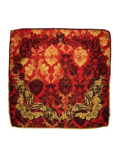 Pre-owned Roberto Cavalli Silk Vintage Scarf In Orange
