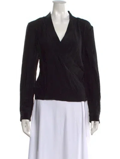 Pre-owned Roberto Cavalli Silk V-neck Blouse In Black