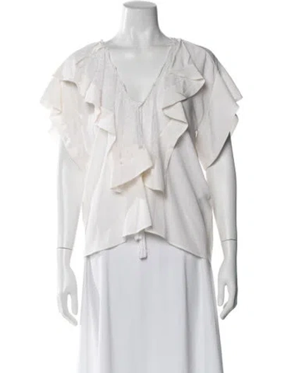 Pre-owned Roberto Cavalli Silk V-neck Blouse In White