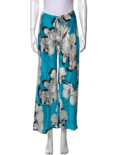Pre-owned Roberto Cavalli Silk Wide Leg Pants In Blue