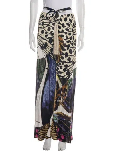 Pre-owned Roberto Cavalli Silk Wide Leg Pants In Metallic/neutrals