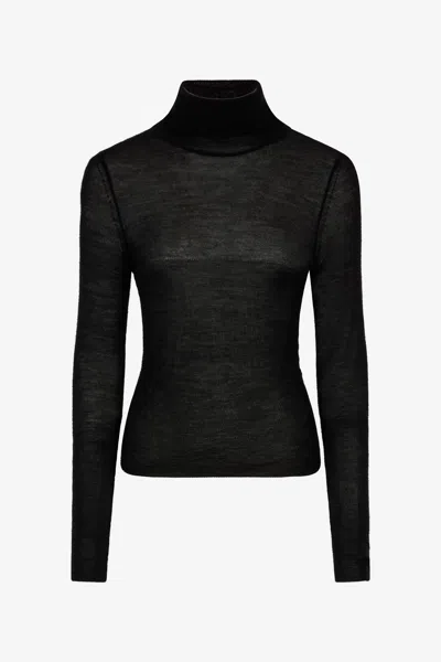 Roberto Cavalli Rollkragenpullover Aus Woll-seiden-mischgewebe In Black