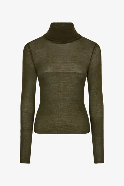 Roberto Cavalli Rollkragenpullover Aus Woll-seiden-mischgewebe In Dark Green