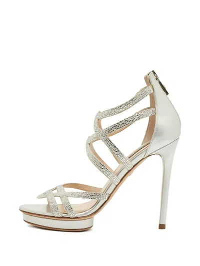 Pre-owned Roberto Cavalli Silver Crystal Sandal