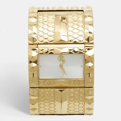 Pre-owned Roberto Cavalli Silver Gold Plated Stainless Steel Keira 72.53.272.675 Women's Wristwatch 38 Mm